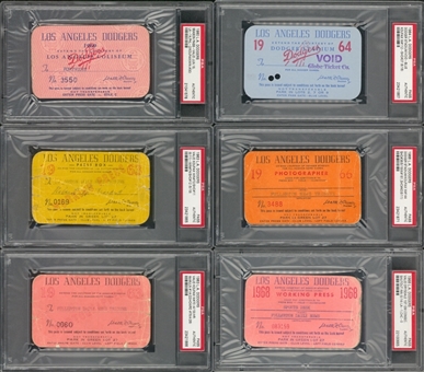1960-78 Los Angeles Dodgers Season Pass Collection - Lot of 9 (PSA)